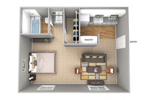 E1 | Studio / 1 Bath | 402 Sq Ft at The Frederick, San Antonio Texas